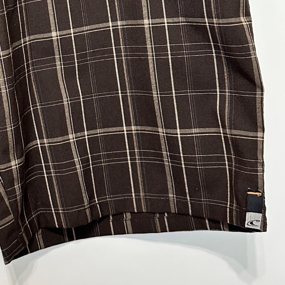 O’Neill Shorts Men’s Size 34 Brown Plaid Vintage Triumph Style Flat Front - Picture 3 of 8